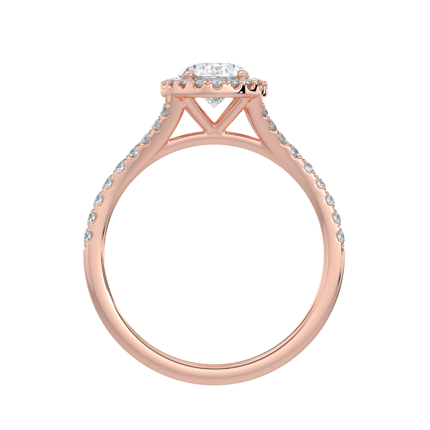 Celina Diamond Halo Ring with Pavé Band - Oval - AYKA JEWELS