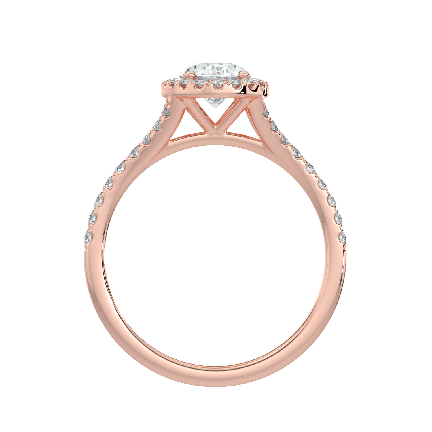 Celina Diamond Halo Ring with Pavé Band - Oval - AYKA JEWELS