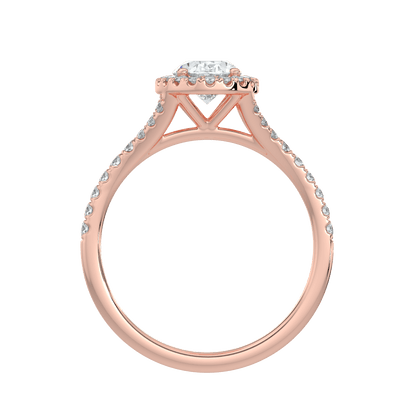 Celina Diamond Halo Ring with Pavé Band - Oval - AYKA JEWELS
