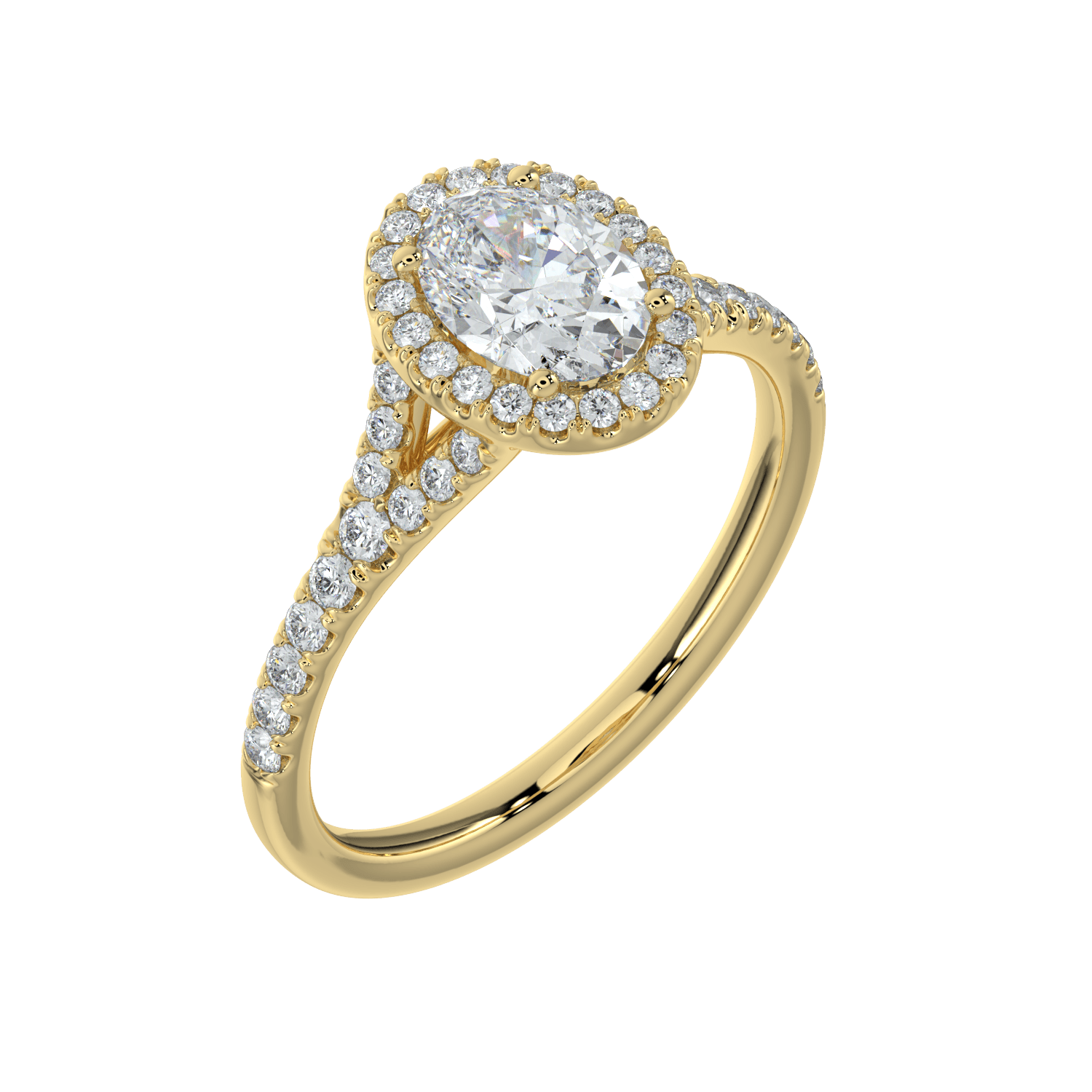 Celina Diamond Halo Ring with Pavé Band - Oval - AYKA JEWELS