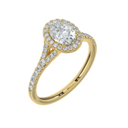 Celina Diamond Halo Ring with Pavé Band - Oval - AYKA JEWELS