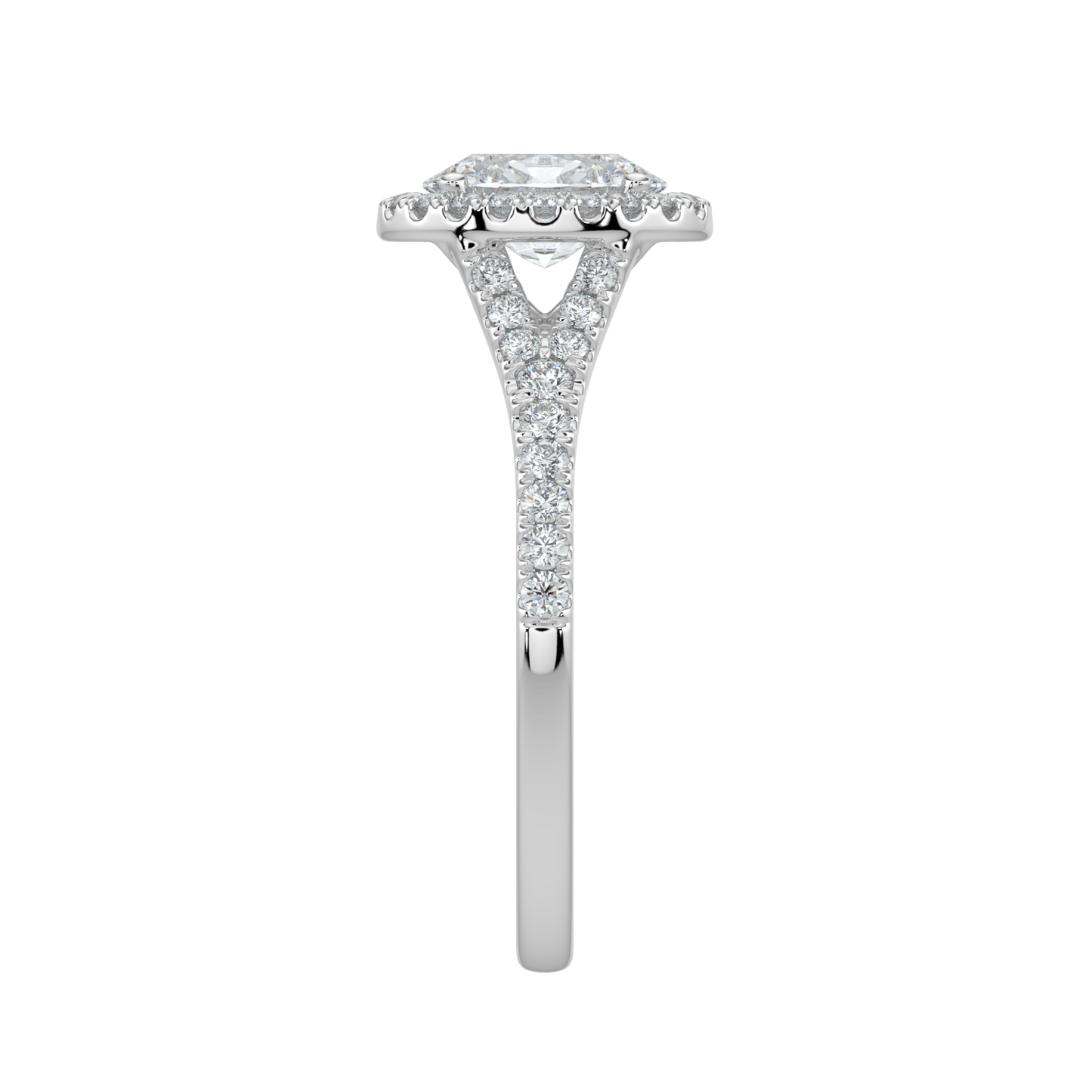 Celina Diamond Halo Ring with Pavé Band - Oval - AYKA JEWELS