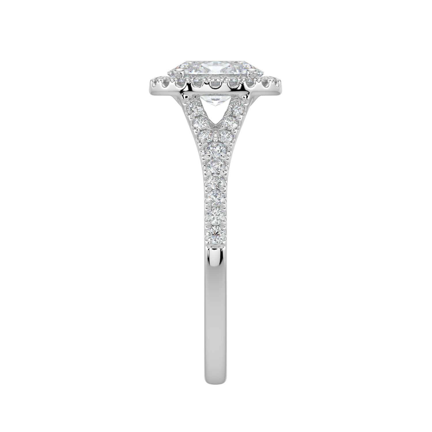 Celina Diamond Halo Ring with Pavé Band - Oval - AYKA JEWELS