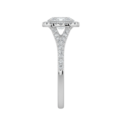 Celina Diamond Halo Ring with Pavé Band - Oval - AYKA JEWELS