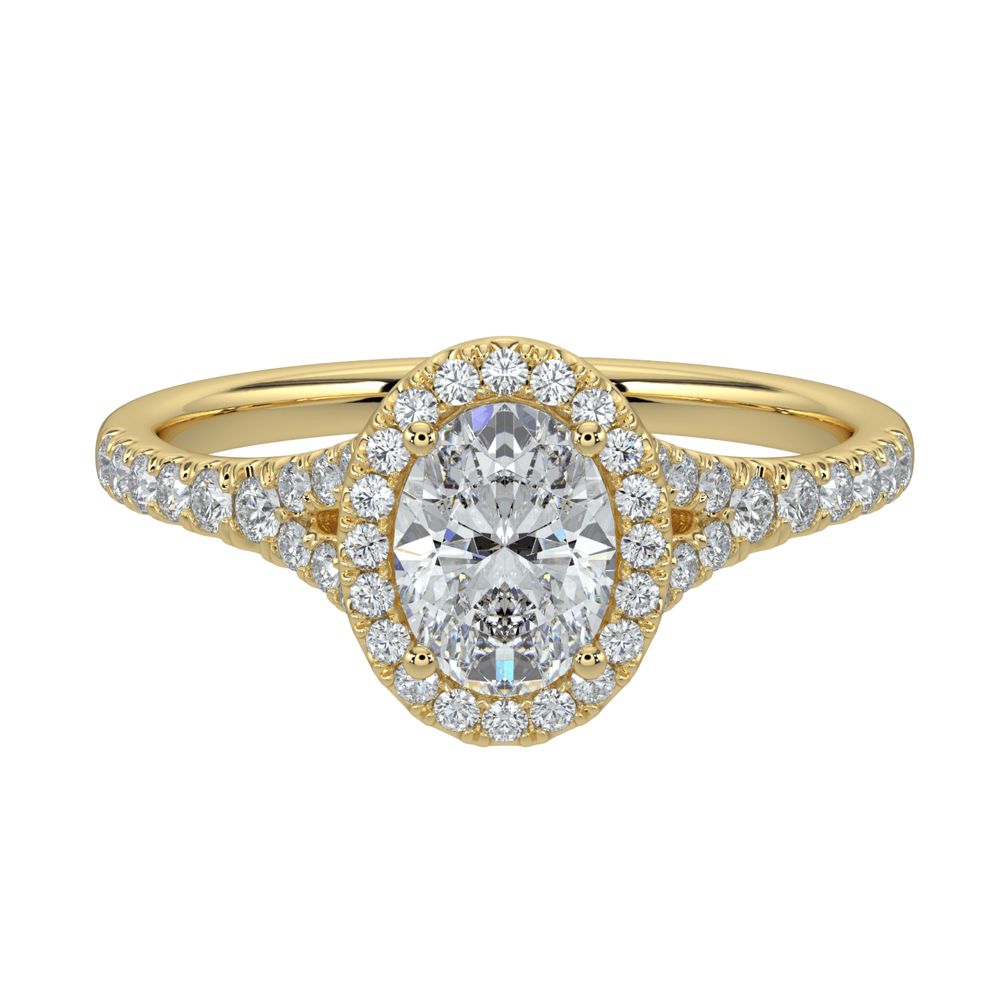 Celina Diamond Halo Ring with Pavé Band - Oval - AYKA JEWELS