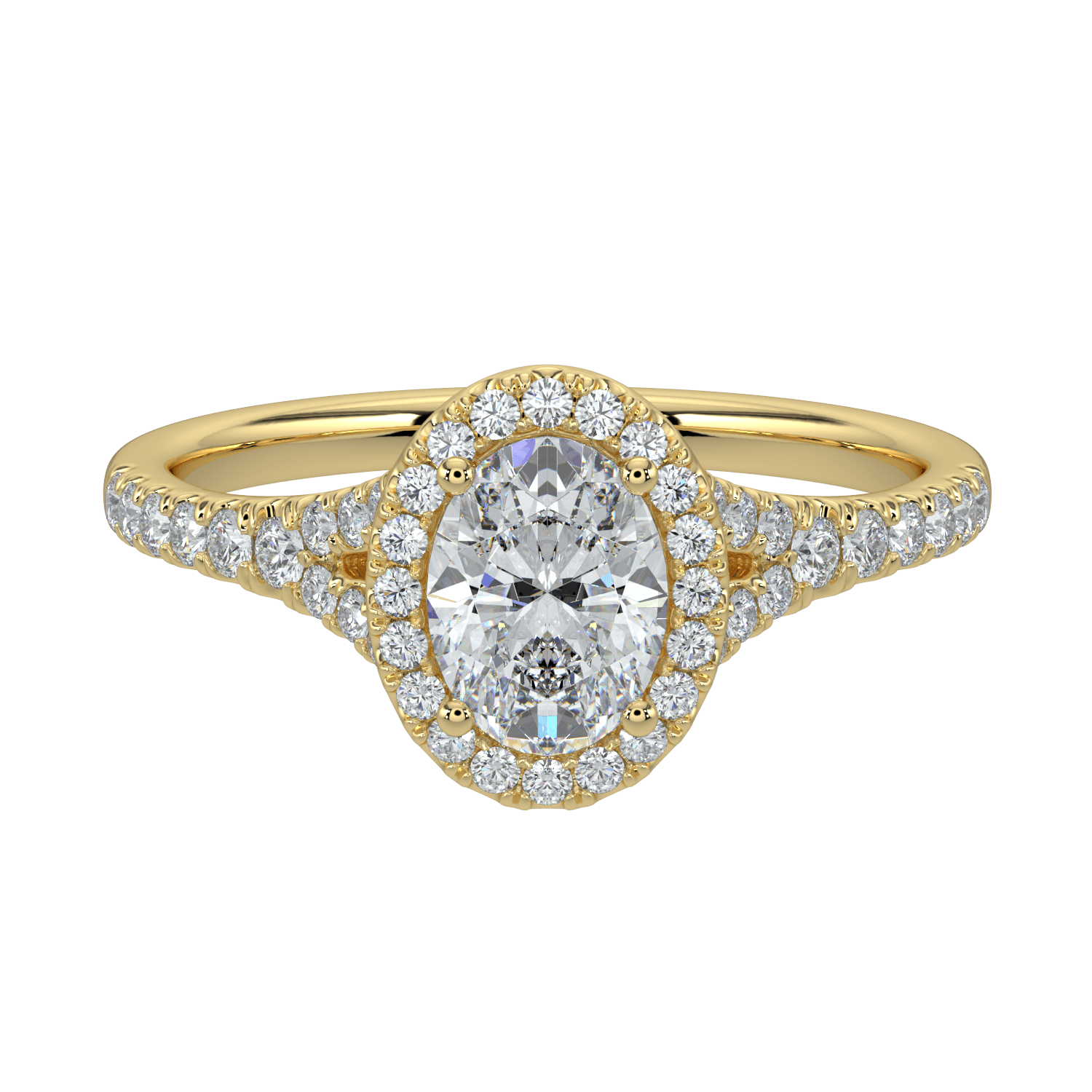 Celina Diamond Halo Ring with Pavé Band - Oval - AYKA JEWELS