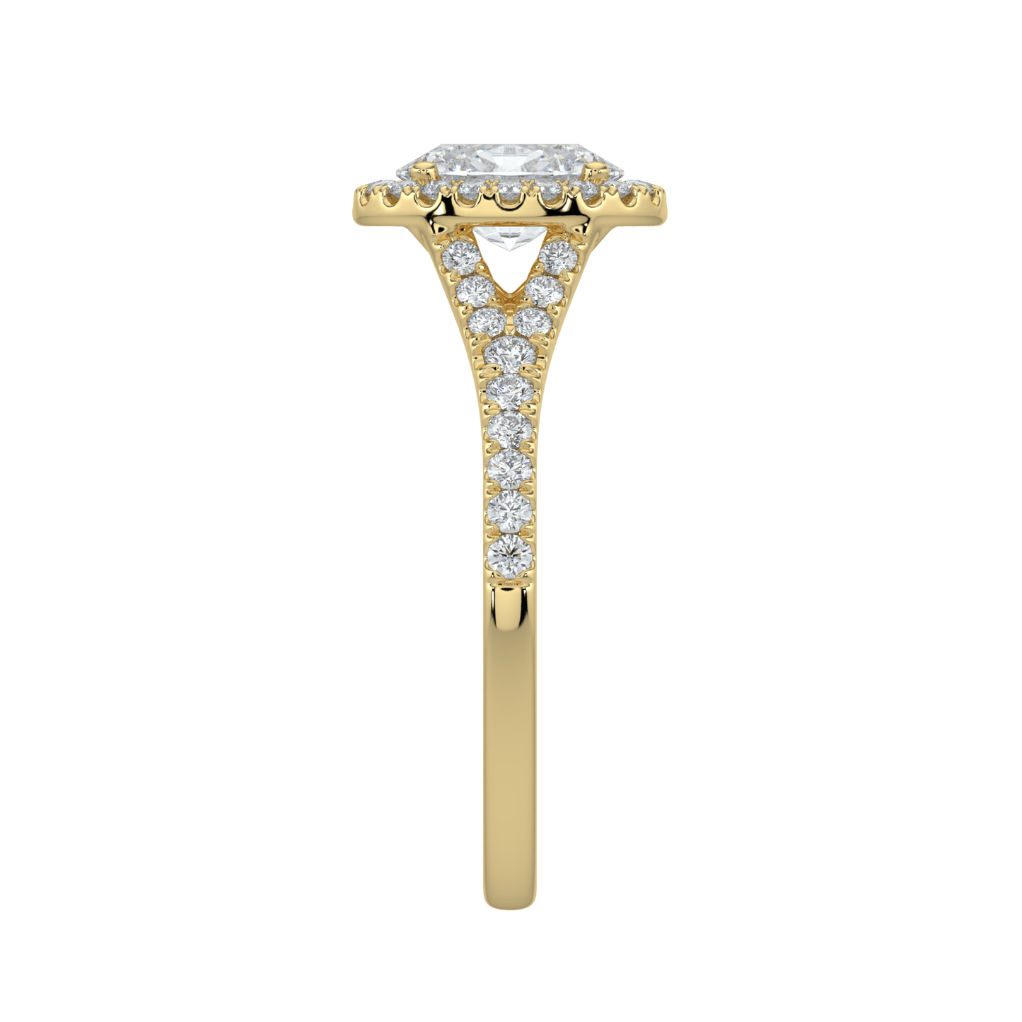 Celina Diamond Halo Ring with Pavé Band - Oval - AYKA JEWELS