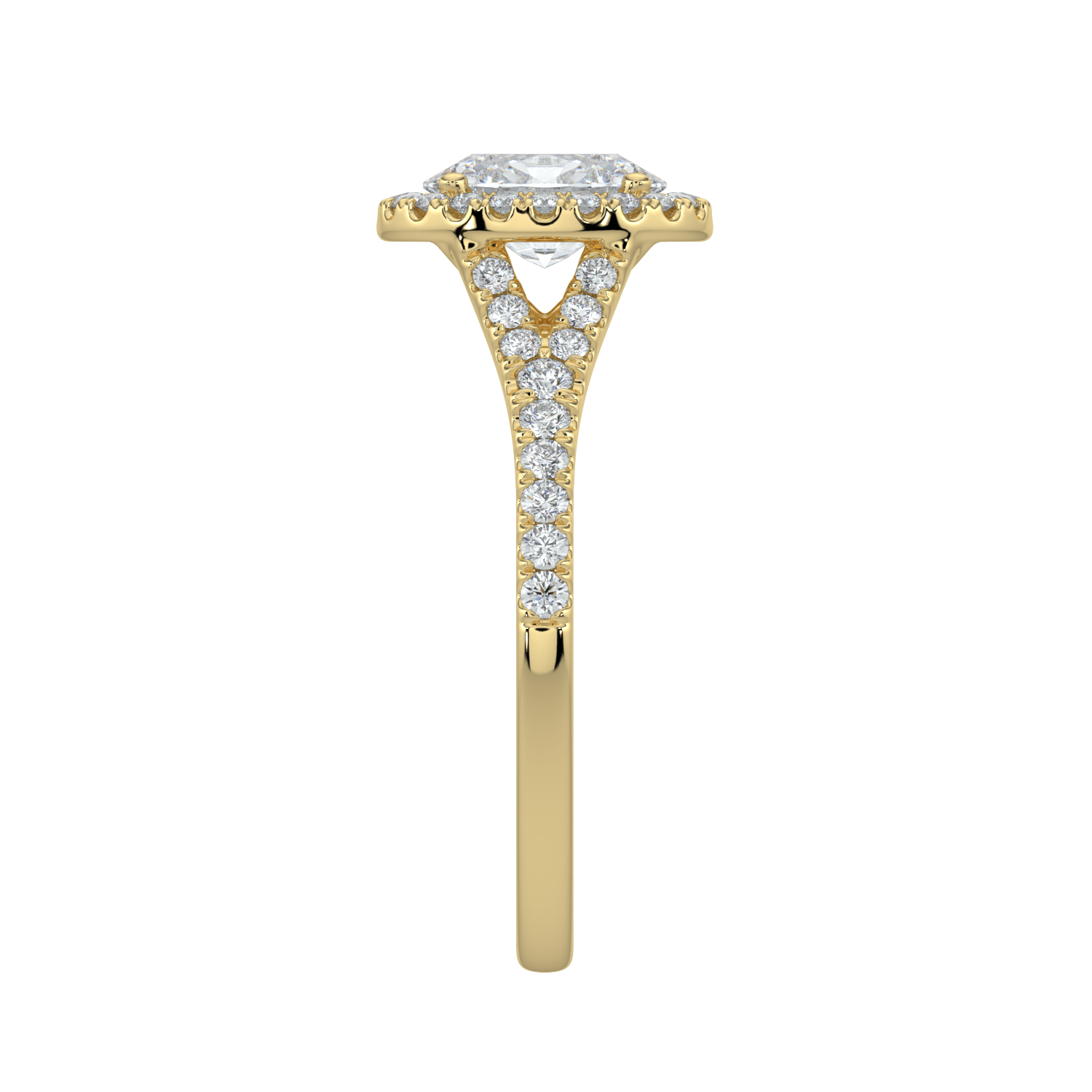 Celina Diamond Halo Ring with Pavé Band - Oval - AYKA JEWELS