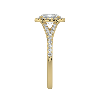 Celina Diamond Halo Ring with Pavé Band - Oval - AYKA JEWELS