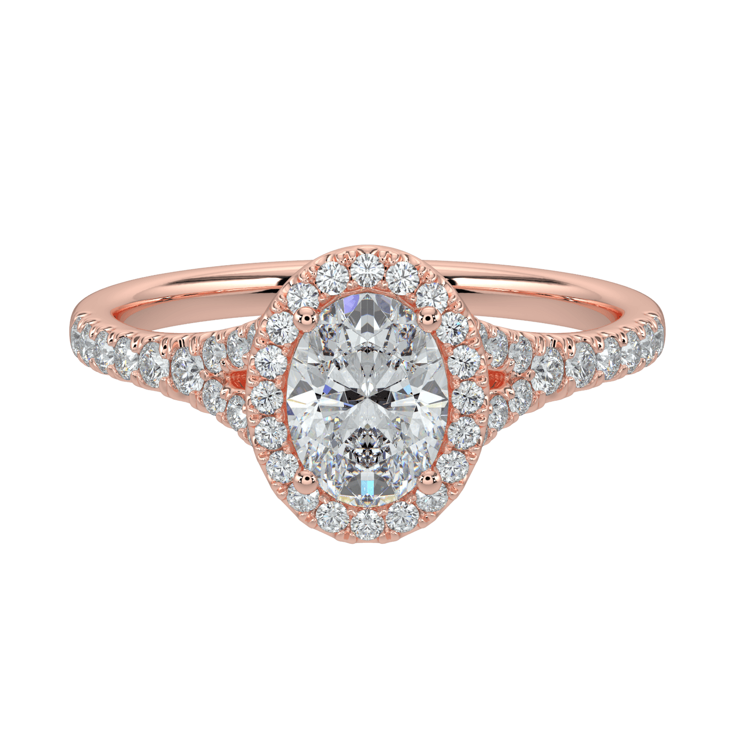 Celina Diamond Halo Ring with Pavé Band - Oval - AYKA JEWELS