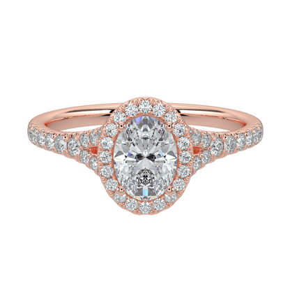 Celina Diamond Halo Ring with Pavé Band - Oval - AYKA JEWELS
