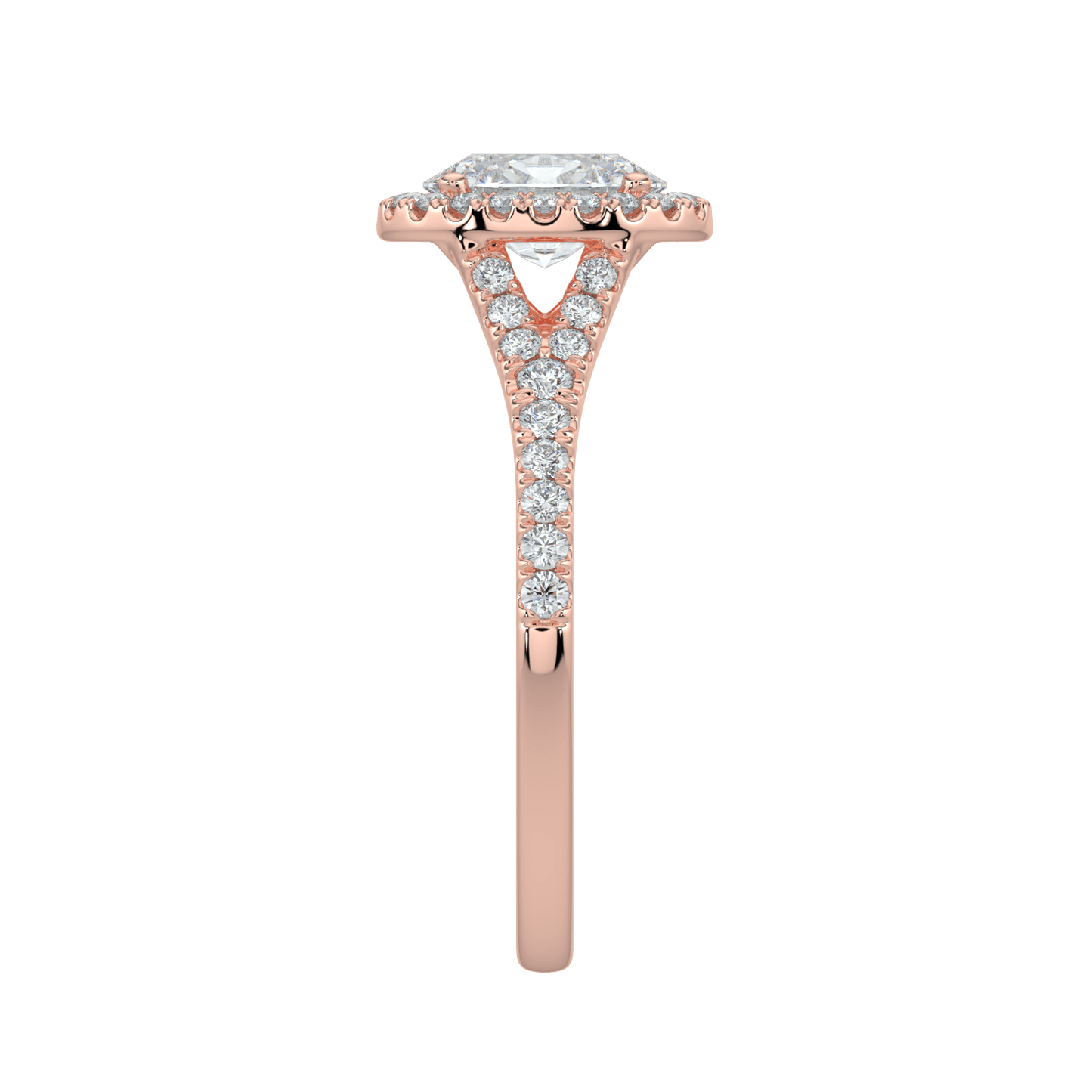 Celina Diamond Halo Ring with Pavé Band - Oval - AYKA JEWELS
