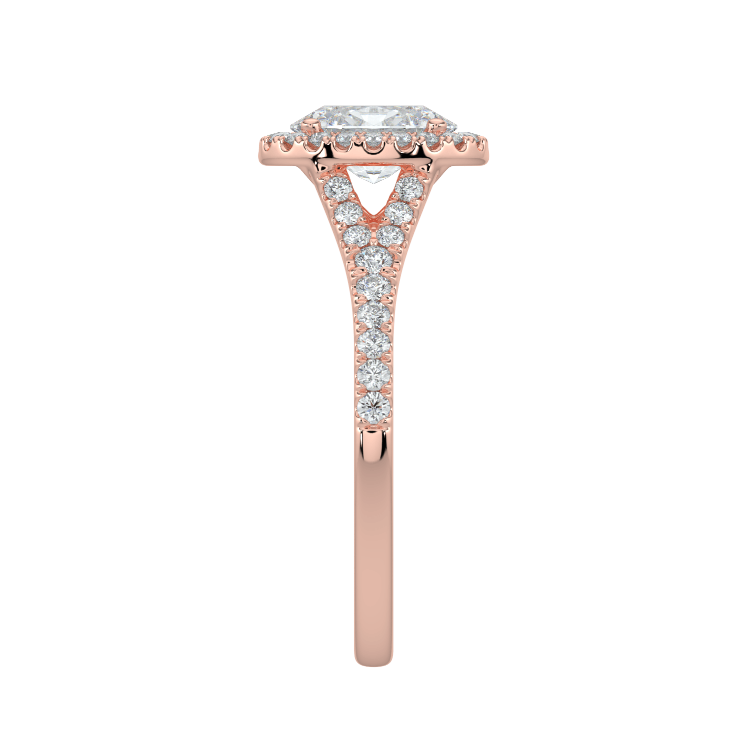 Celina Diamond Halo Ring with Pavé Band - Oval - AYKA JEWELS
