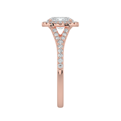 Celina Diamond Halo Ring with Pavé Band - Oval - AYKA JEWELS