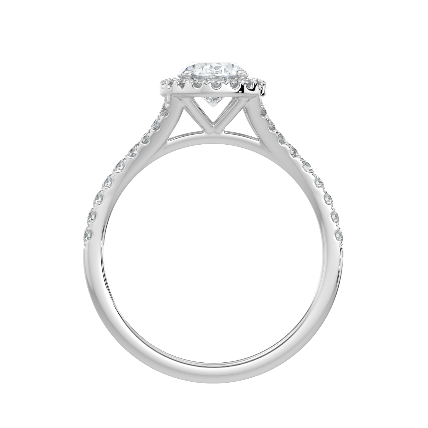 Celina Diamond Halo Ring with Pavé Band - Oval - AYKA JEWELS