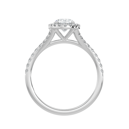 Celina Diamond Halo Ring with Pavé Band - Oval - AYKA JEWELS