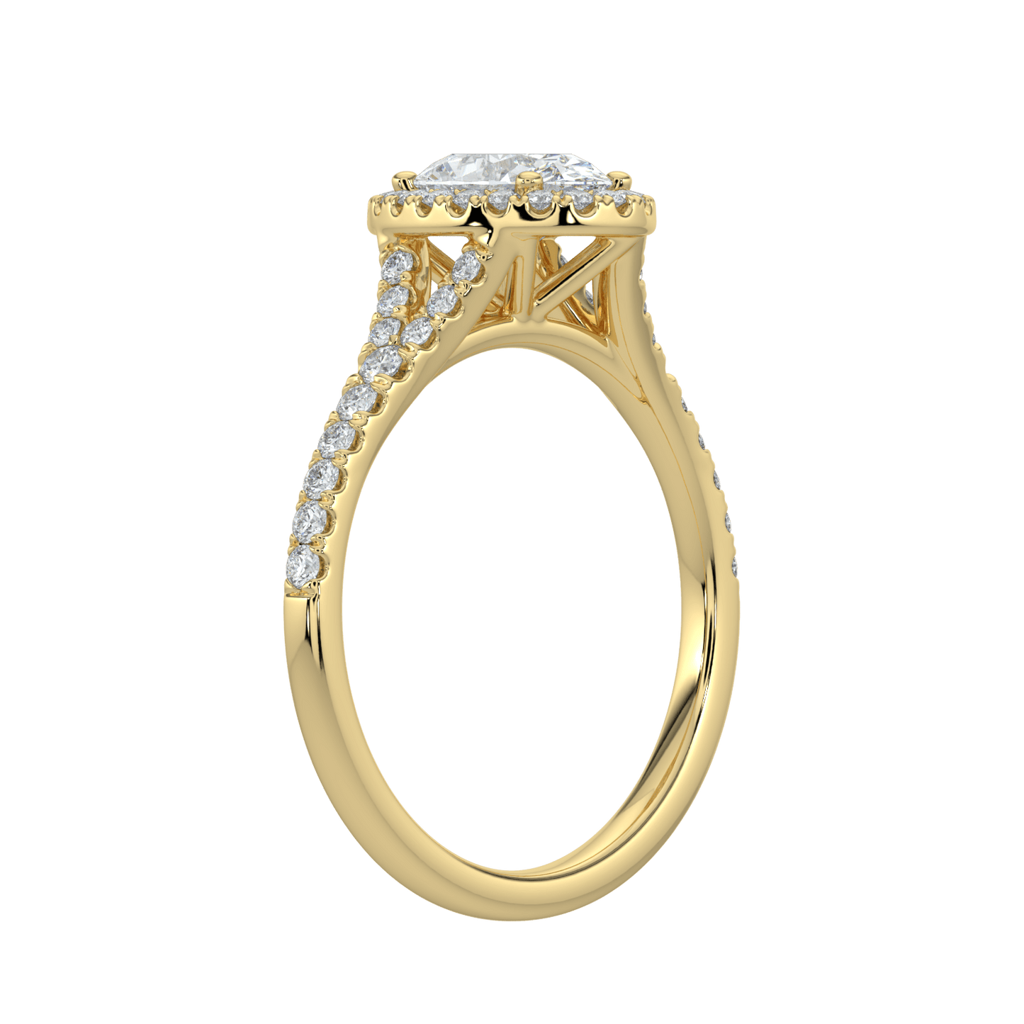 Celina Diamond Halo Ring with Pavé Band - Oval - AYKA JEWELS