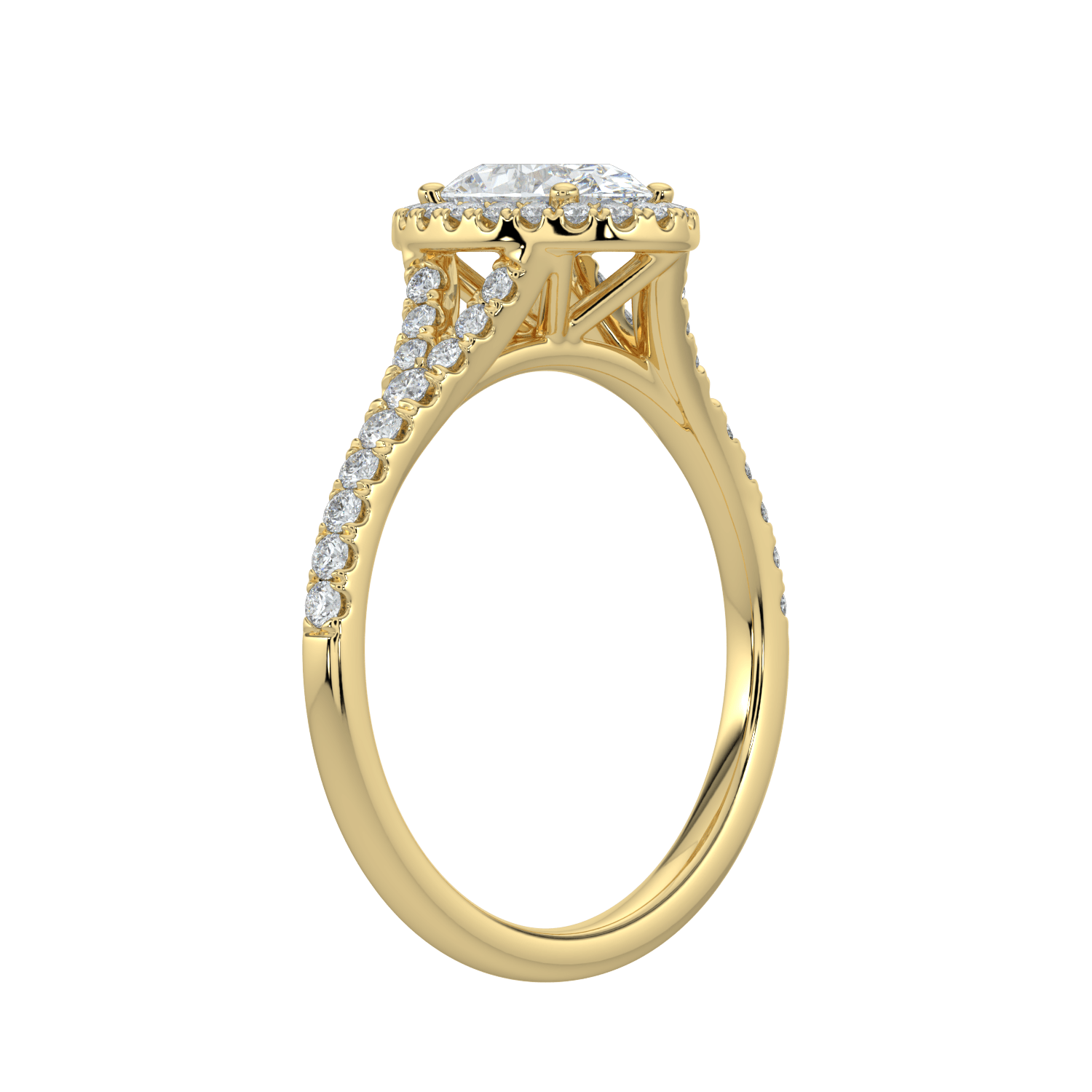 Celina Diamond Halo Ring with Pavé Band - Oval - AYKA JEWELS
