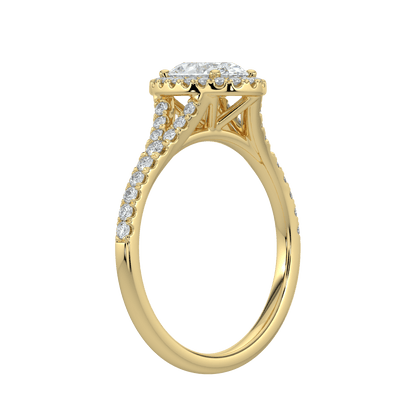 Celina Diamond Halo Ring with Pavé Band - Oval - AYKA JEWELS