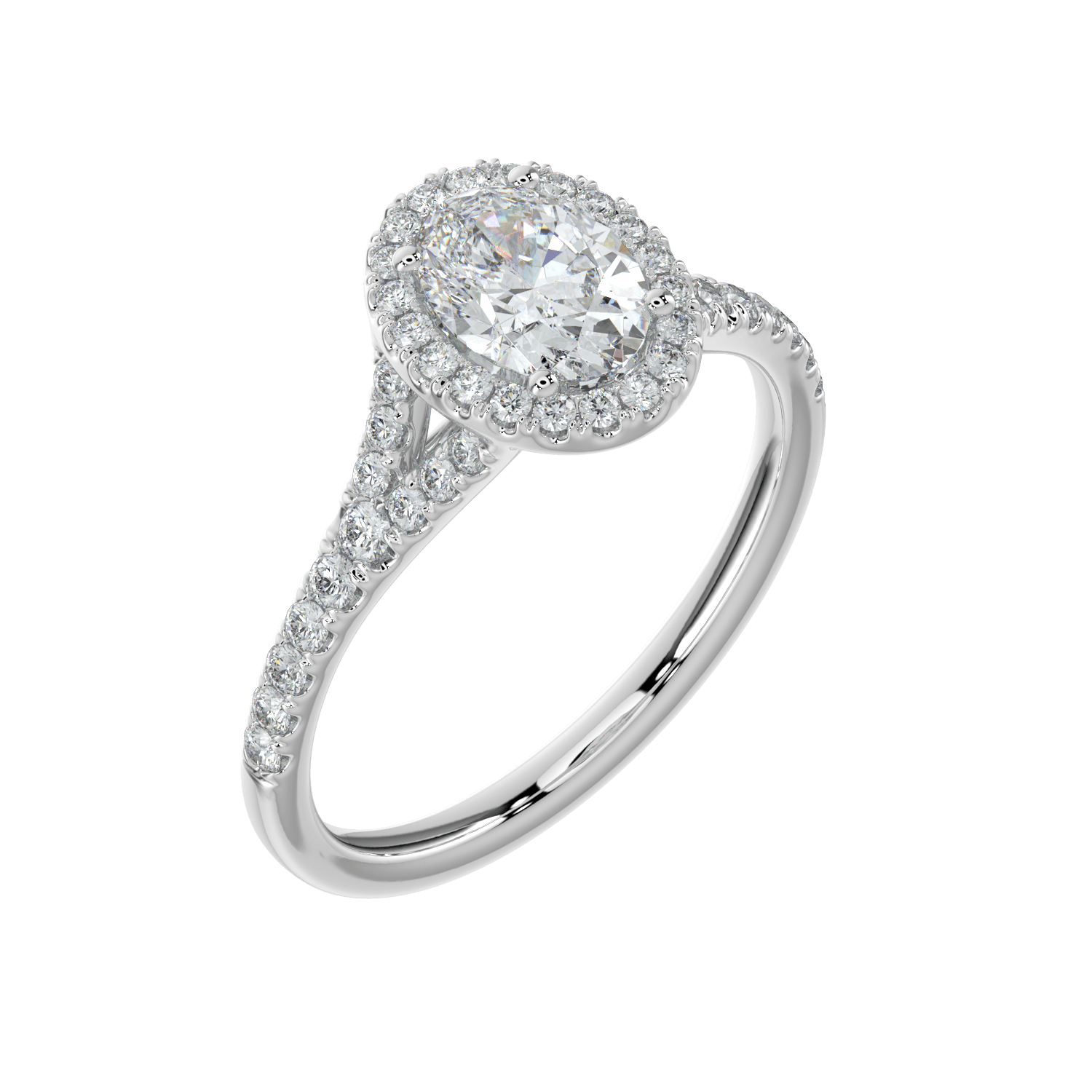 Celina Diamond Halo Ring with Pavé Band - Oval - AYKA JEWELS