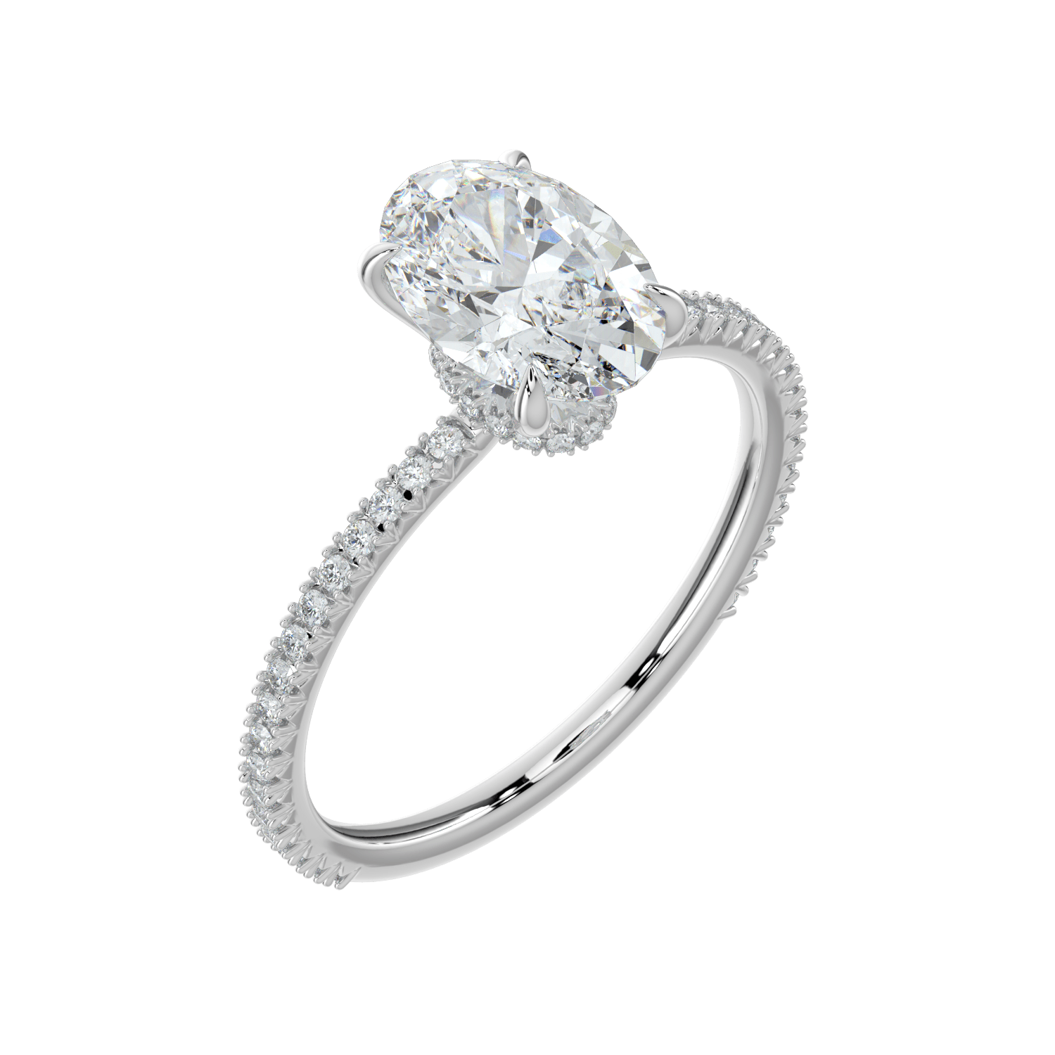 Charlotte Hidden Halo Ring with Pavé Band - Oval - AYKA JEWELS