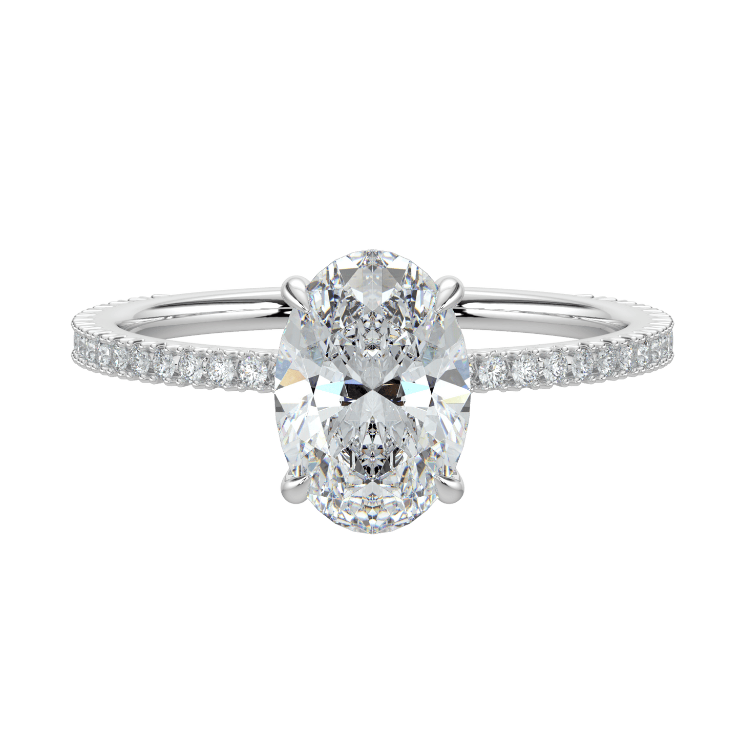Charlotte Hidden Halo Ring with Pavé Band - Oval - AYKA JEWELS