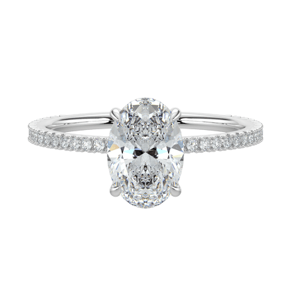 Charlotte Hidden Halo Ring with Pavé Band - Oval - AYKA JEWELS