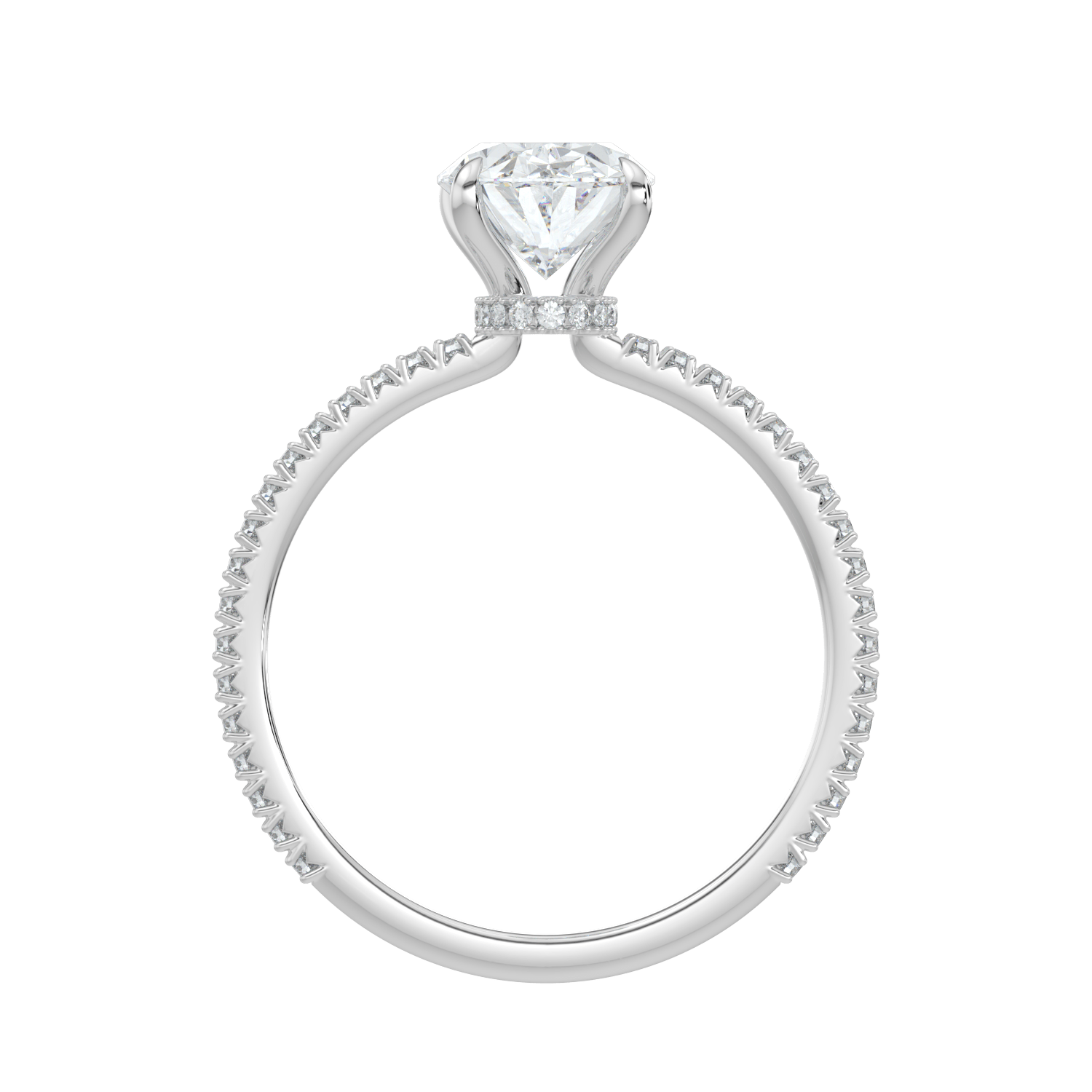 Charlotte Hidden Halo Ring with Pavé Band - Oval - AYKA JEWELS