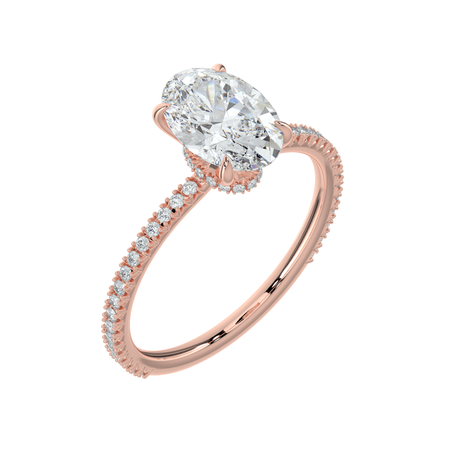 Charlotte Hidden Halo Ring with Pavé Band - Oval - AYKA JEWELS