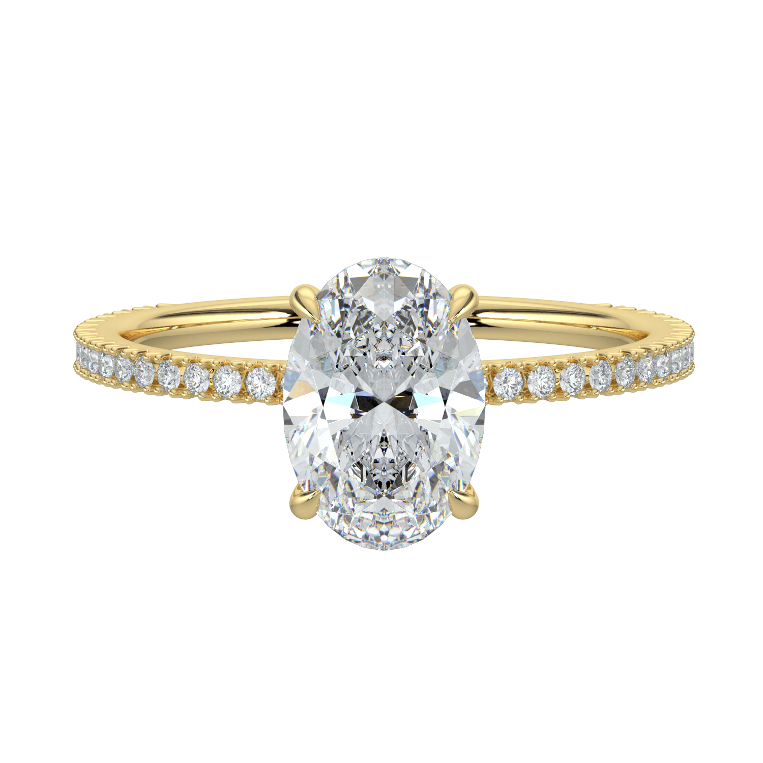 Charlotte Hidden Halo Ring with Pavé Band - Oval - AYKA JEWELS