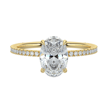 Charlotte Hidden Halo Ring with Pavé Band - Oval - AYKA JEWELS