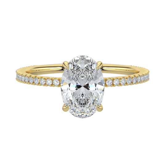Charlotte Hidden Halo Ring with Pavé Band - Oval - AYKA JEWELS