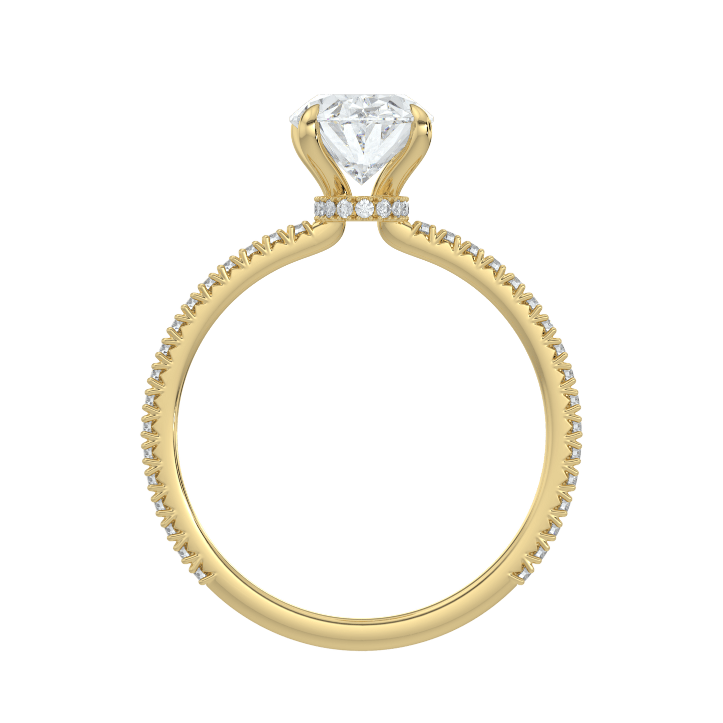Charlotte Hidden Halo Ring with Pavé Band - Oval - AYKA JEWELS