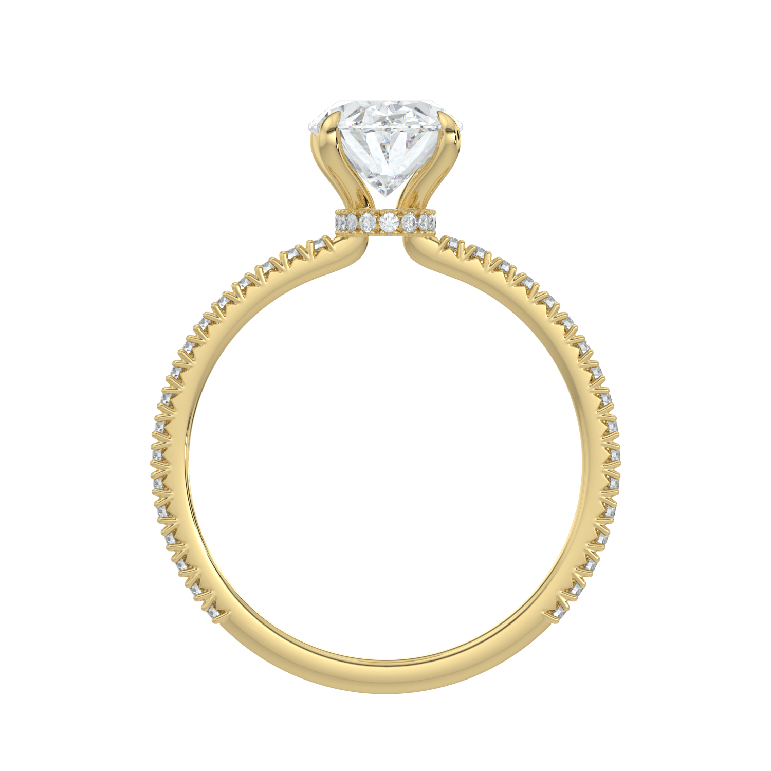 Charlotte Hidden Halo Ring with Pavé Band - Oval - AYKA JEWELS