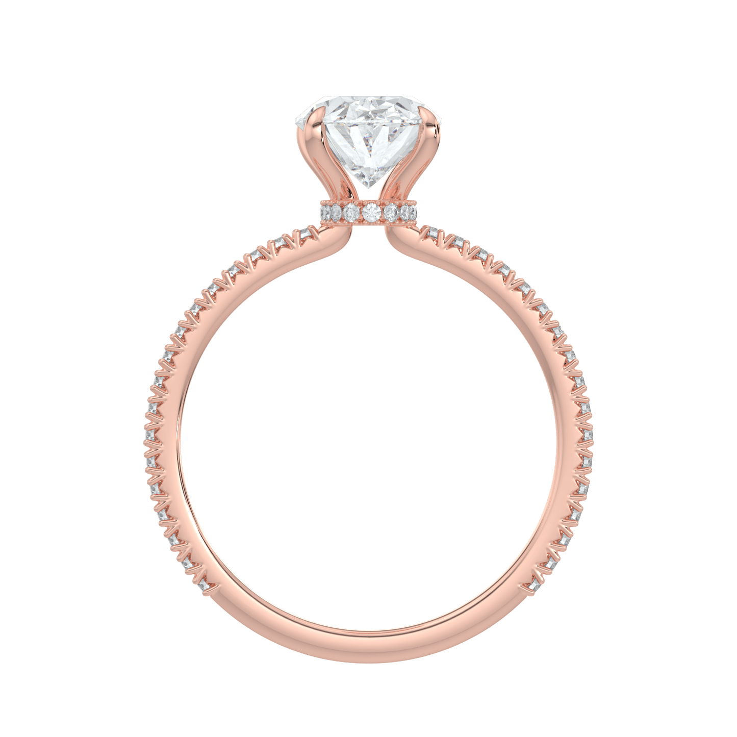 Charlotte Hidden Halo Ring with Pavé Band - Oval - AYKA JEWELS