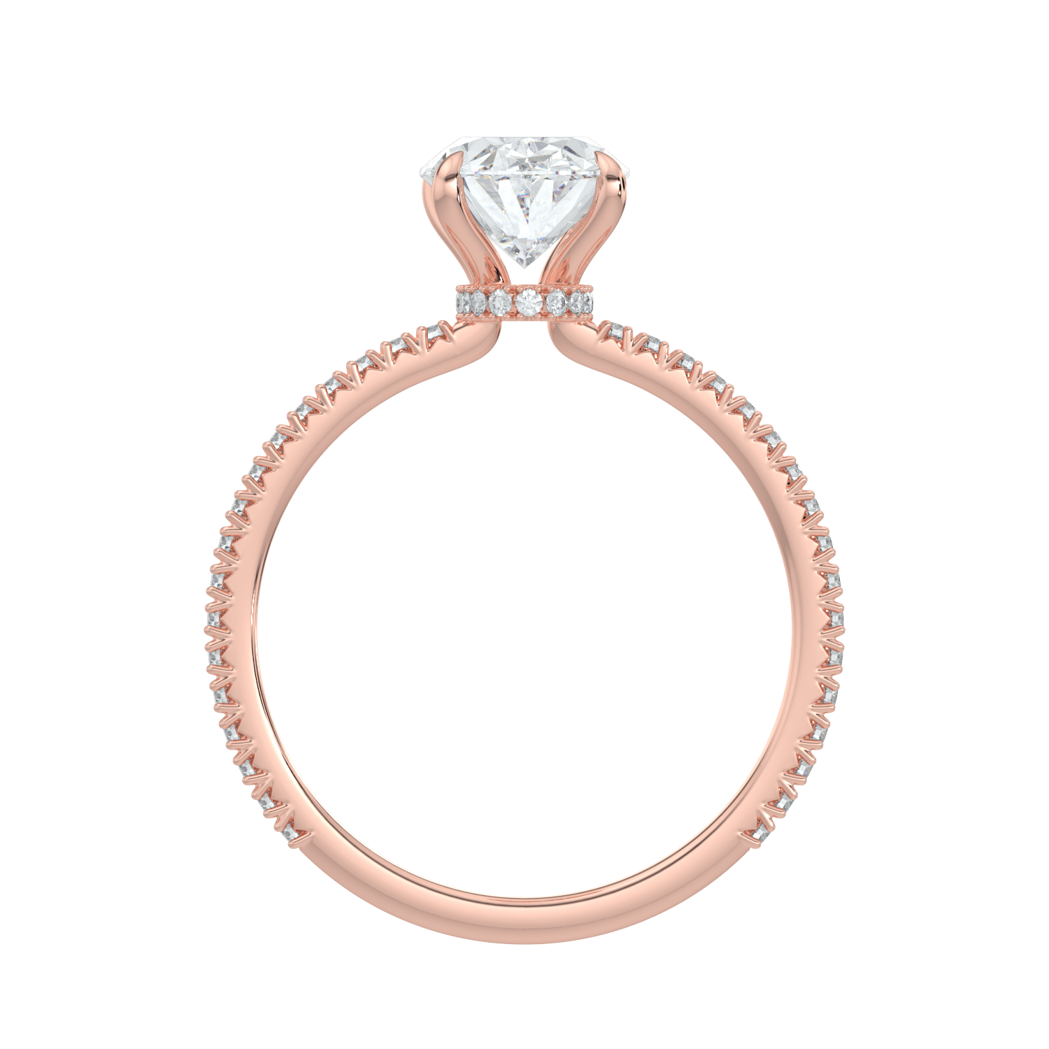 Charlotte Hidden Halo Ring with Pavé Band - Oval - AYKA JEWELS