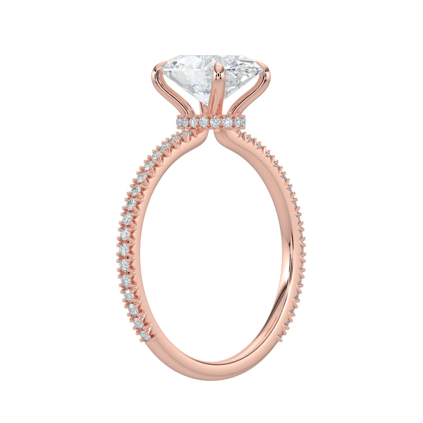 Charlotte Hidden Halo Ring with Pavé Band - Oval - AYKA JEWELS