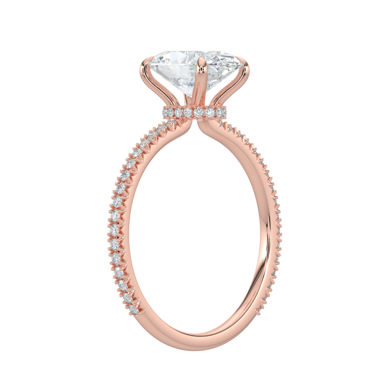 Charlotte Hidden Halo Ring with Pavé Band - Oval - AYKA JEWELS