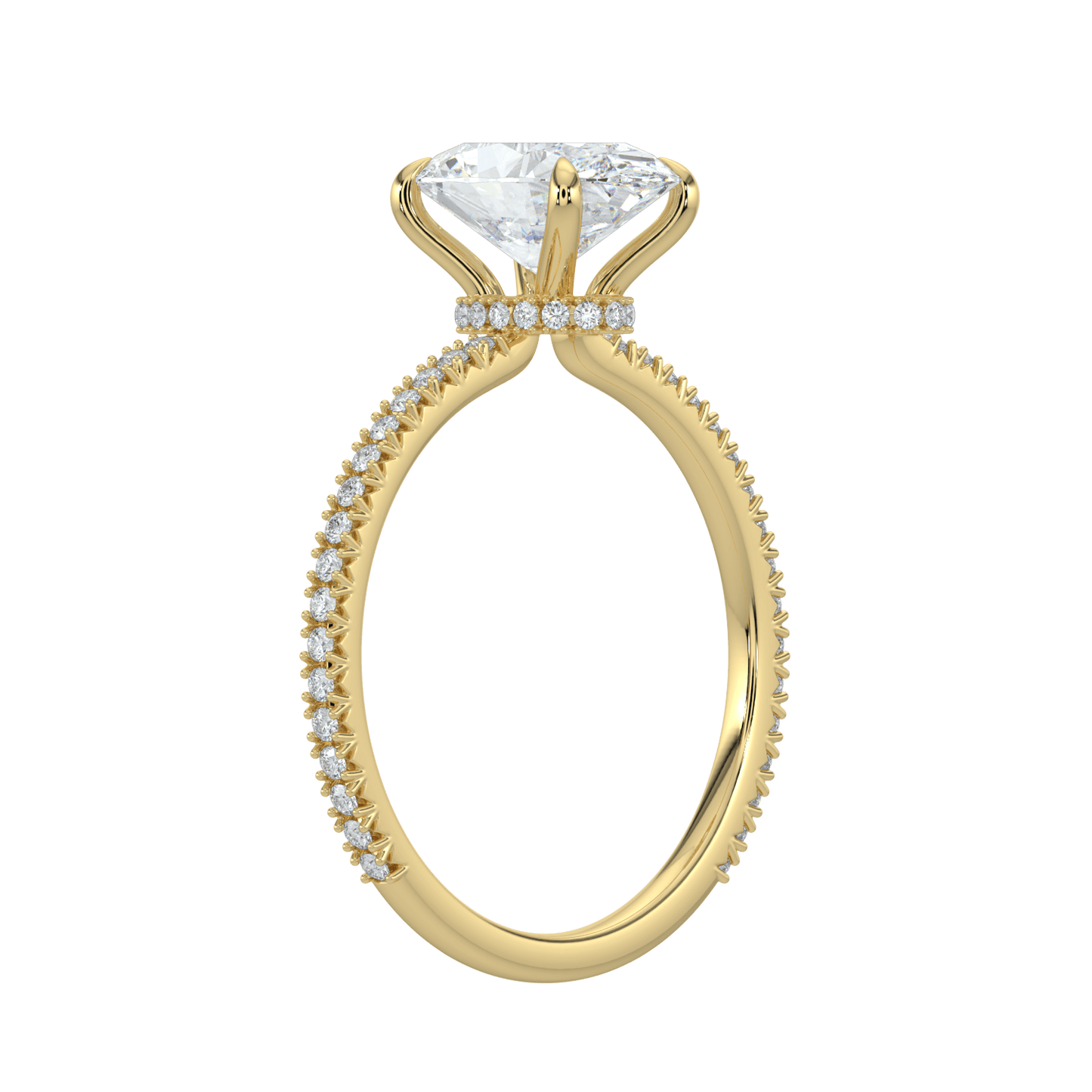 Charlotte Hidden Halo Ring with Pavé Band - Oval - AYKA JEWELS