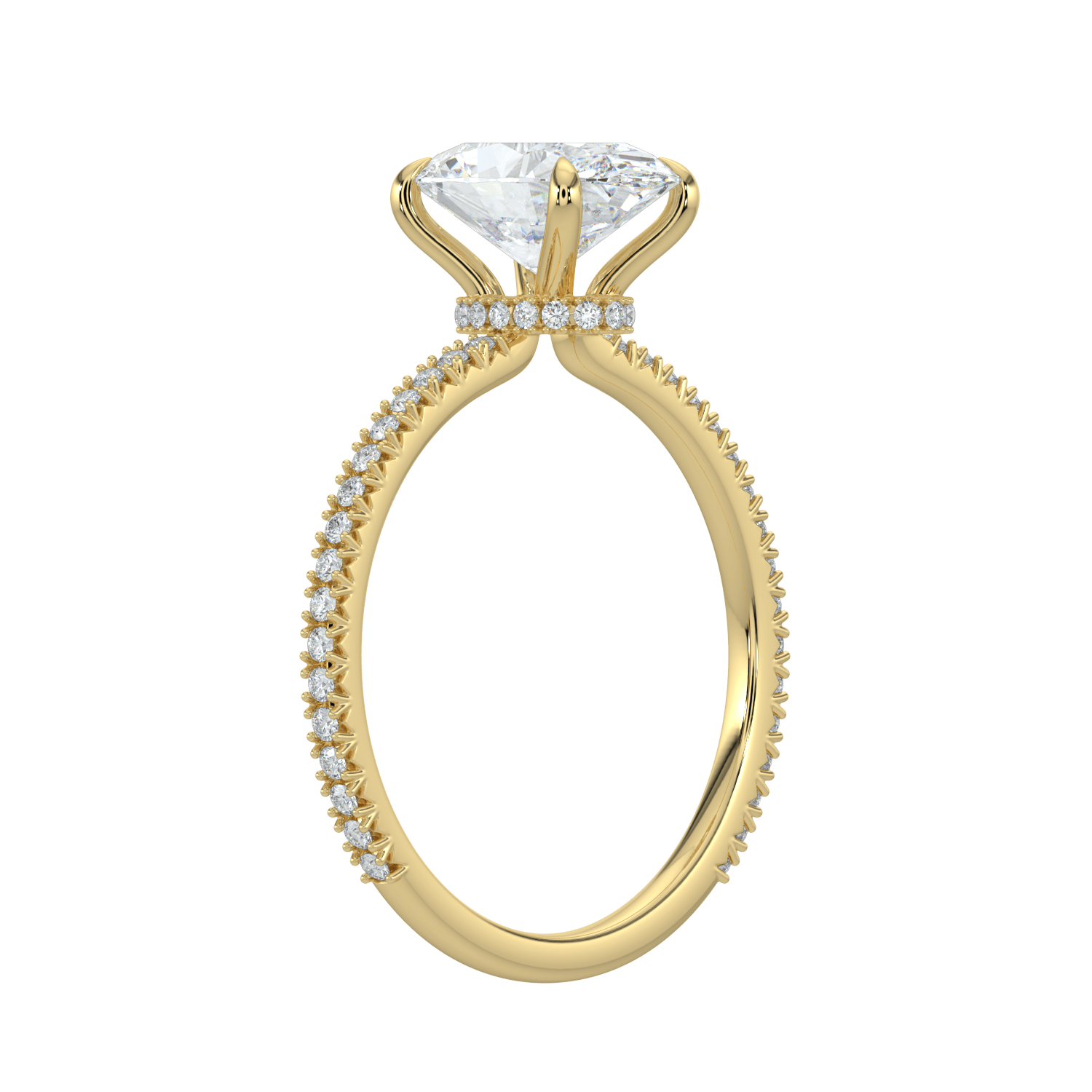 Charlotte Hidden Halo Ring with Pavé Band - Oval - AYKA JEWELS