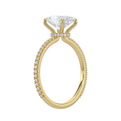 Charlotte Hidden Halo Ring with Pavé Band - Oval - AYKA JEWELS