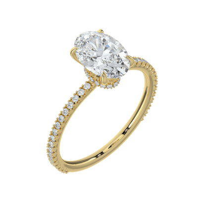 Charlotte Hidden Halo Ring with Pavé Band - Oval - AYKA JEWELS