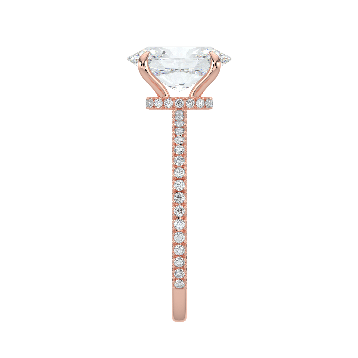 Charlotte Hidden Halo Ring with Pavé Band - Oval - AYKA JEWELS