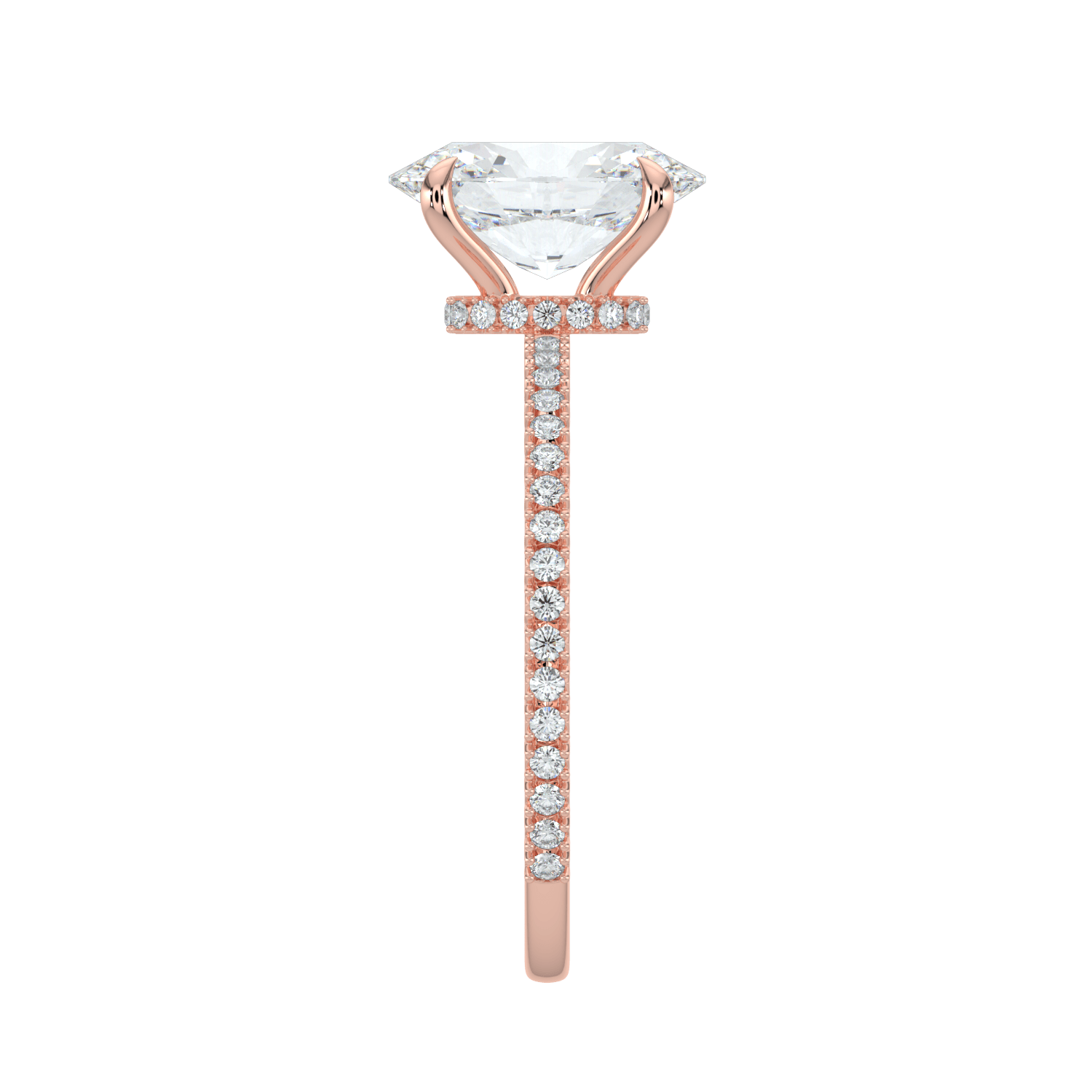 Charlotte Hidden Halo Ring with Pavé Band - Oval - AYKA JEWELS