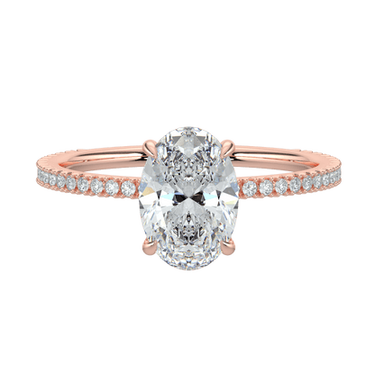 Charlotte Hidden Halo Ring with Pavé Band - Oval - AYKA JEWELS