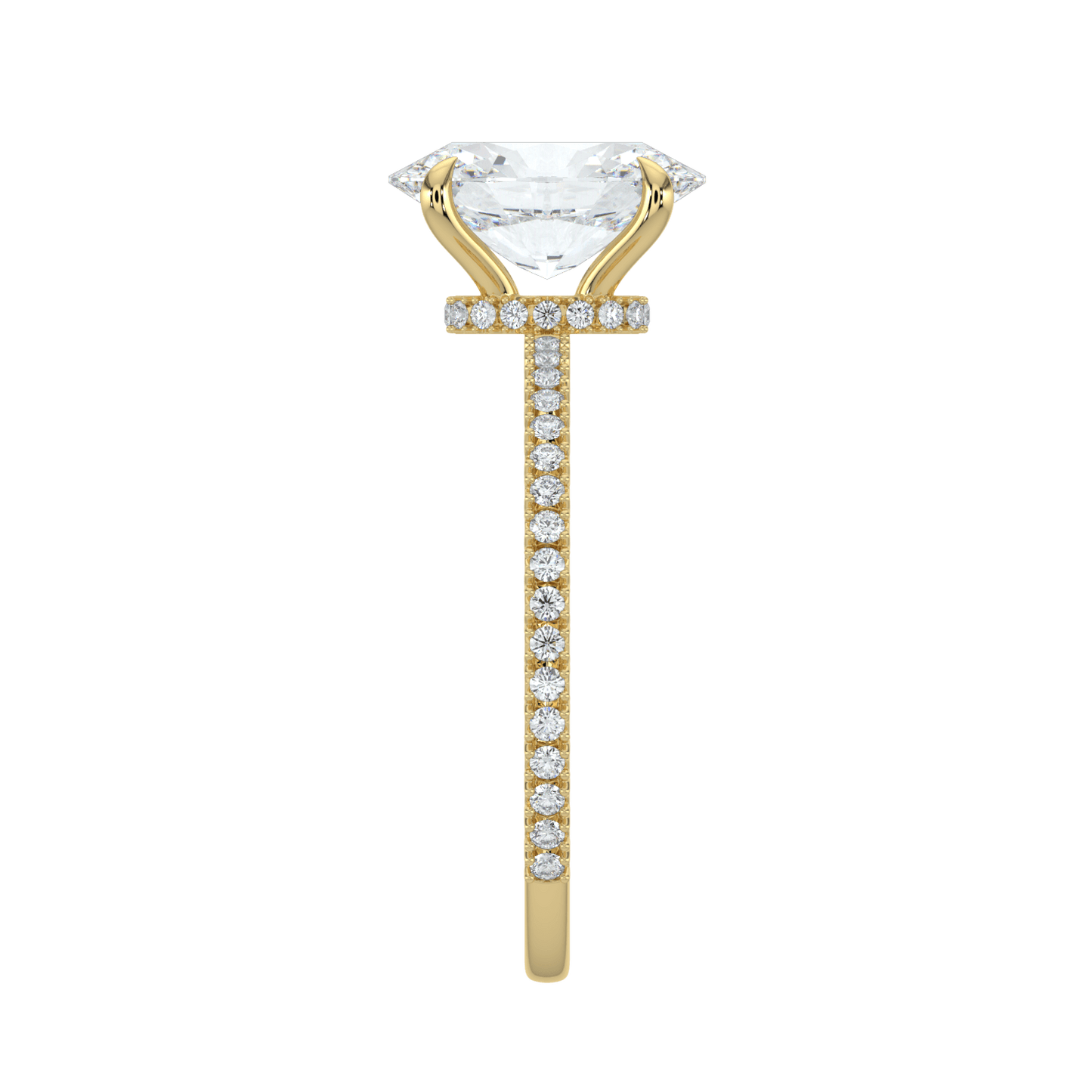 Charlotte Hidden Halo Ring with Pavé Band - Oval - AYKA JEWELS