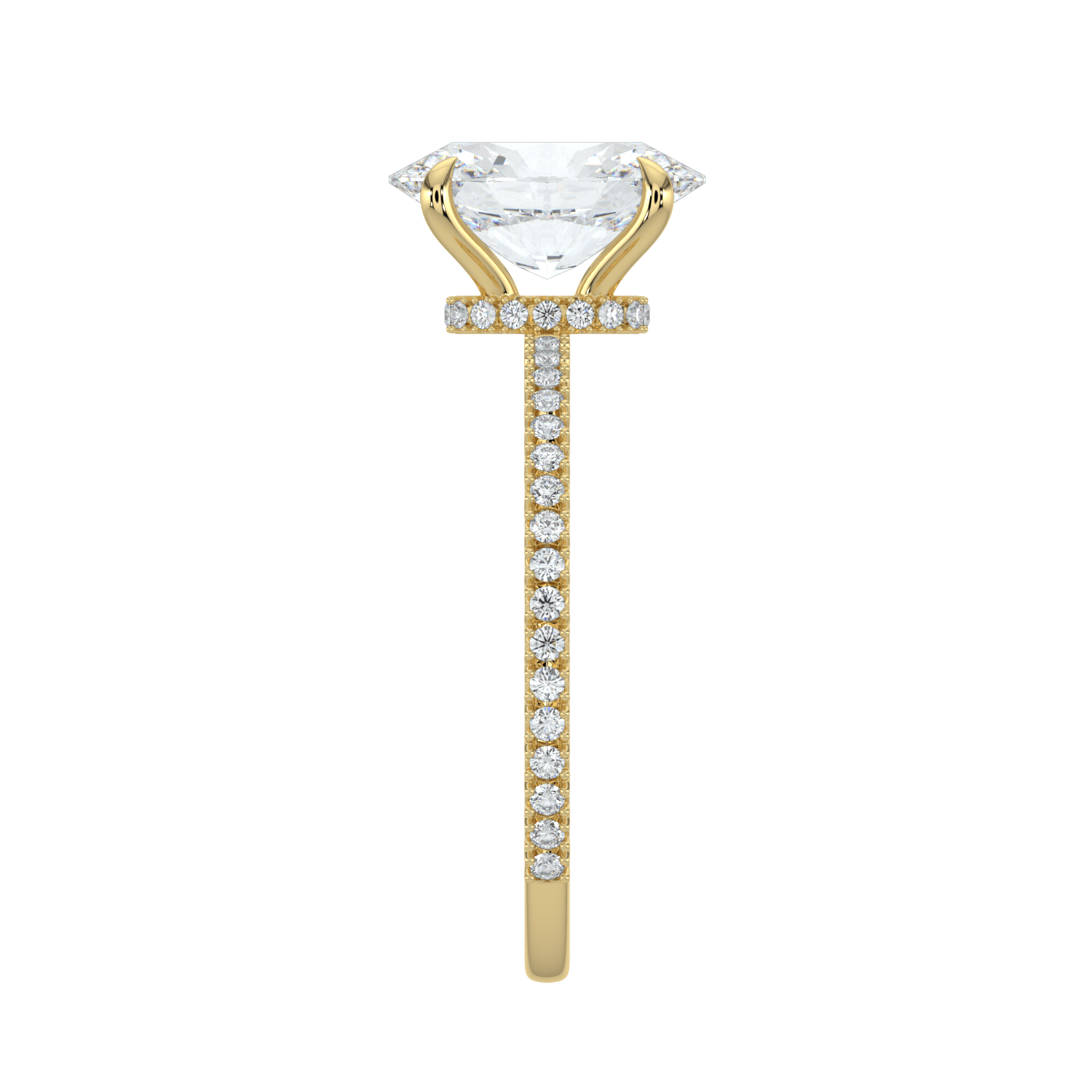 Charlotte Hidden Halo Ring with Pavé Band - Oval - AYKA JEWELS