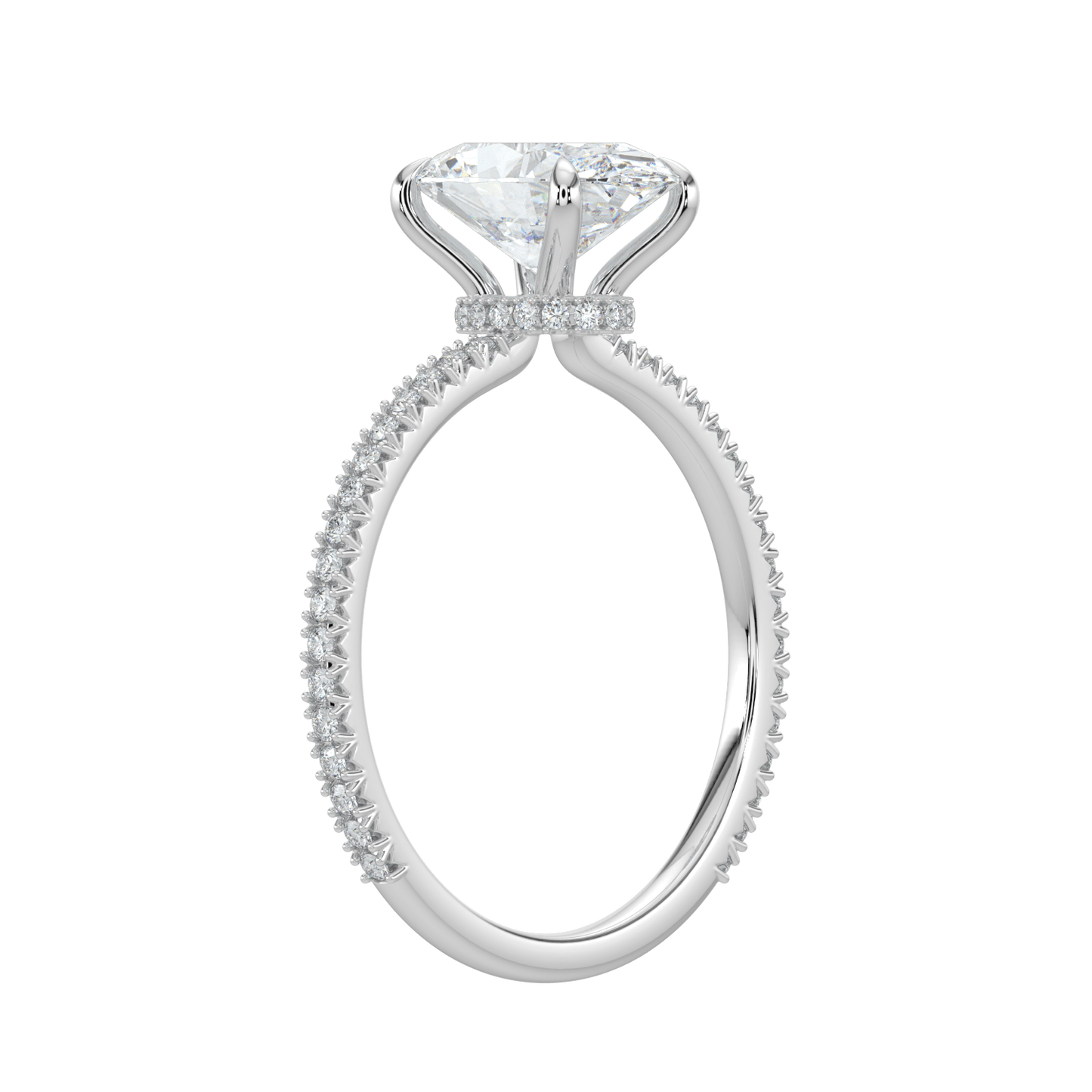 Charlotte Hidden Halo Ring with Pavé Band - Oval - AYKA JEWELS