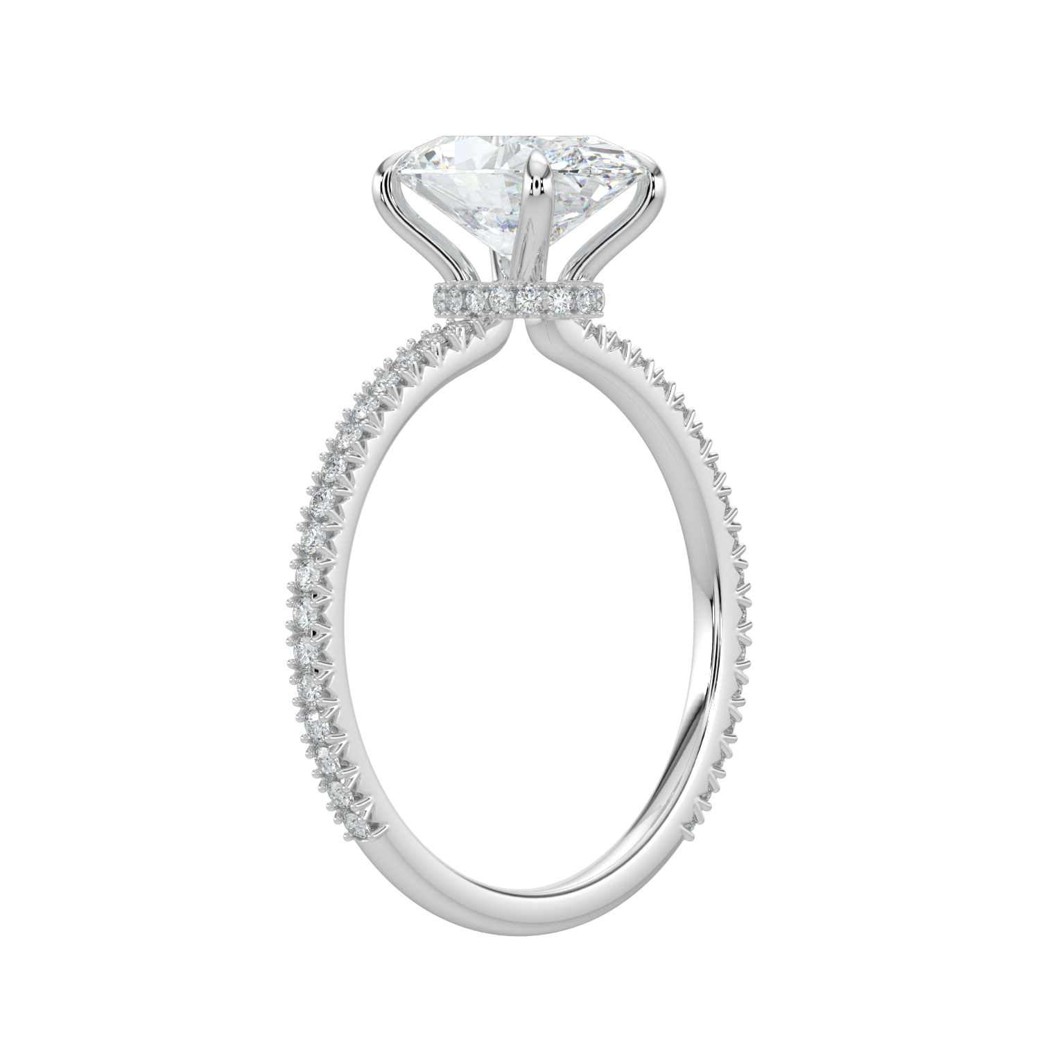 Charlotte Hidden Halo Ring with Pavé Band - Oval - AYKA JEWELS