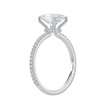 Charlotte Hidden Halo Ring with Pavé Band - Oval - AYKA JEWELS